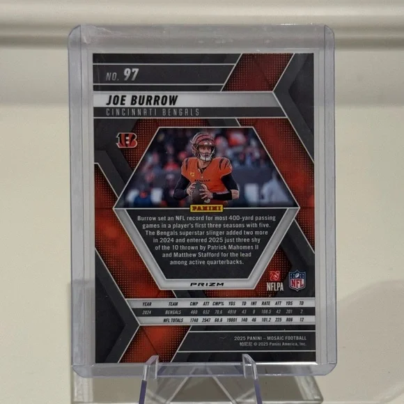 🔥 2025 Joe Burrow Panini Mosaic Orange and Green Prizm. Cincinnati bengals - Picture 2 of 3